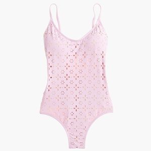 J. Crew Laser Cut Eyelet One Piece-Berry Blush